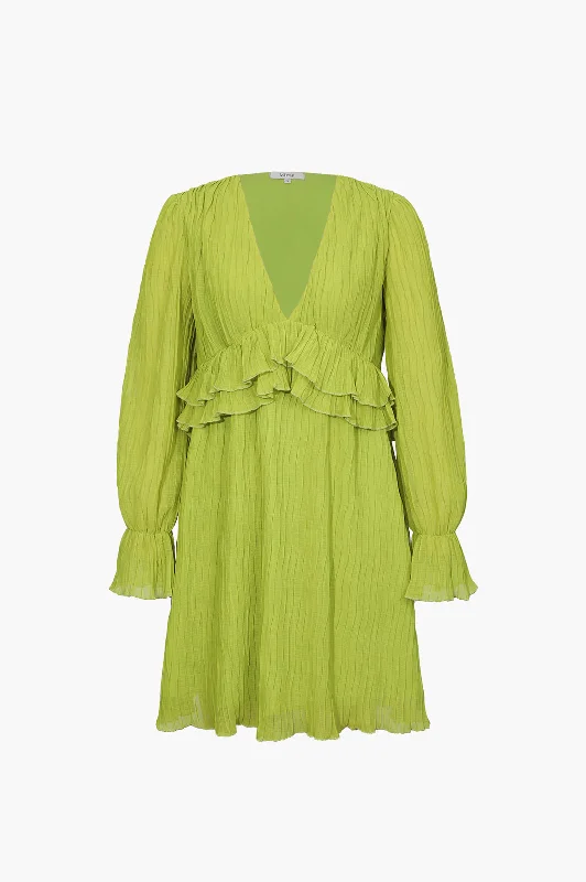 V-Neck Ruffle Detail Mini Dress Stylish Summer Mini Dress