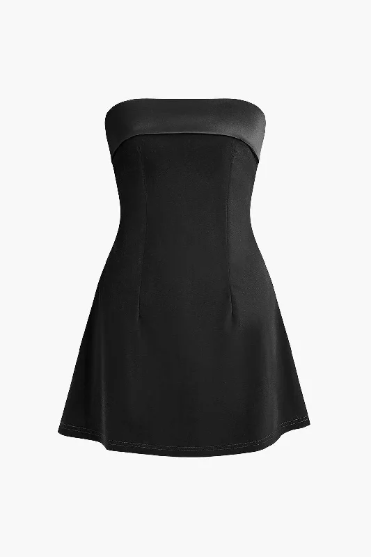 Strapless Mini Dress Casual V-Neck Mini Dress