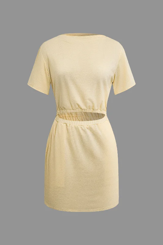 Solid Cut Out Mini Dress Elegant Silk Mini Dress