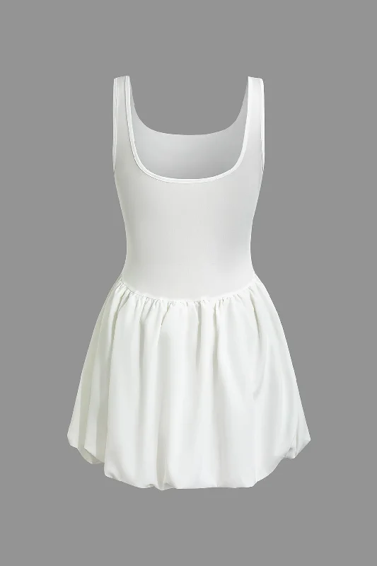 Solid Puff Tank Mini Dress