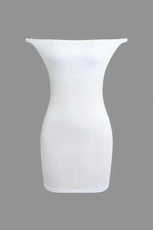 Off-Shoulder Cut Out Ruched Mini Dress Chic Sleeveless Mini Dress