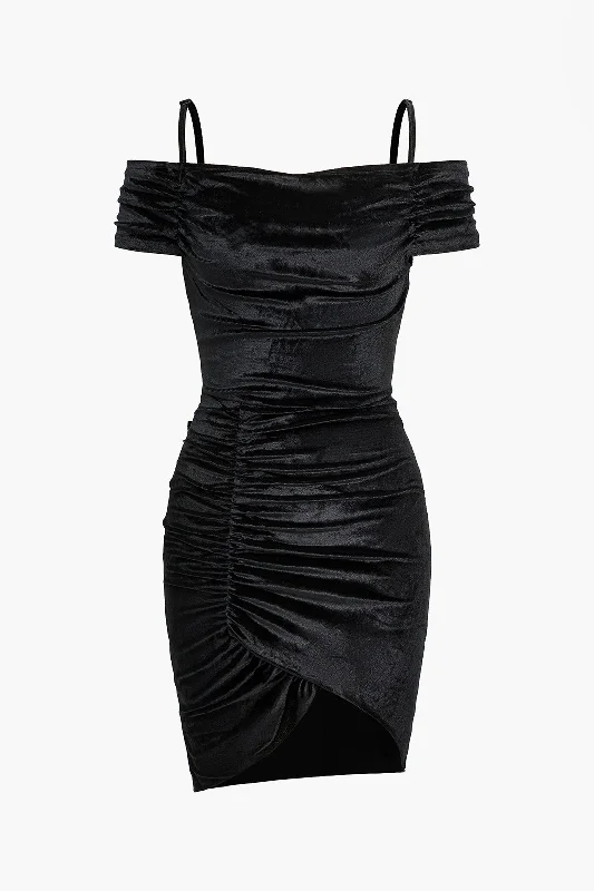 Solid Drawstring Mini Dress Stylish Sweetheart Neck Mini Dress