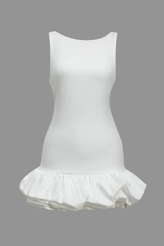 Solid Tank Ruffle Hem Mini Dress Cozy Cotton Mini Dress