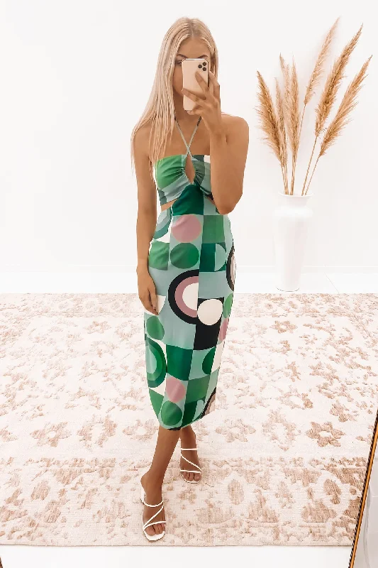 Melinda Midi Dress Green Trendy Bodycon Midi Dress