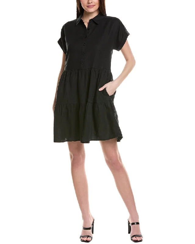 Michael Stars Greta Tiered Linen Mini Dress Comfortable Polka Dot Mini Dress