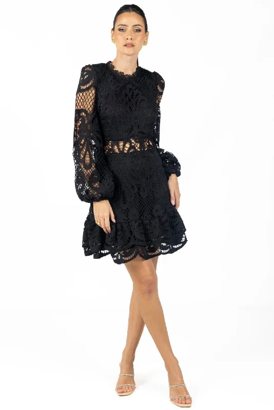 Miranda Black Lace Mini Dress Fashionable Lace Mini Dress