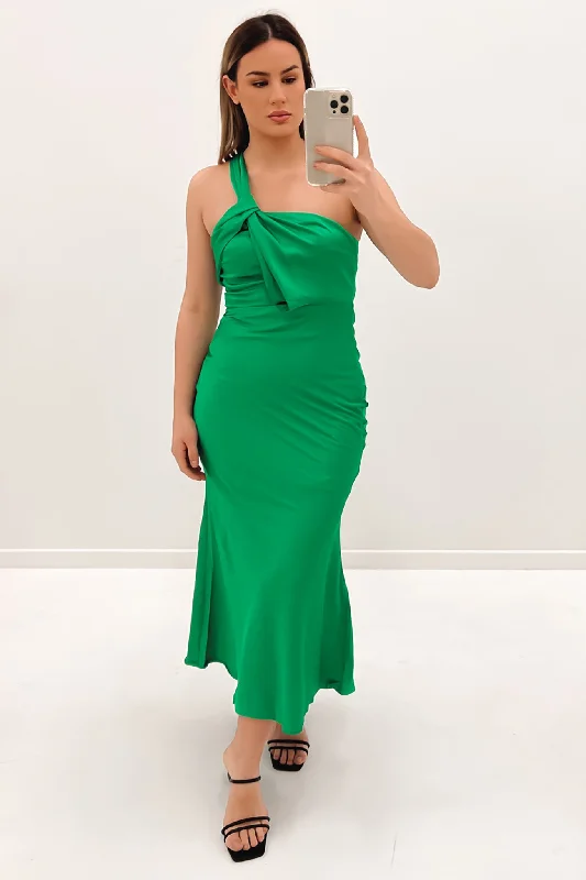 Monika Midi Dress Green Comfortable Draped Midi Dress