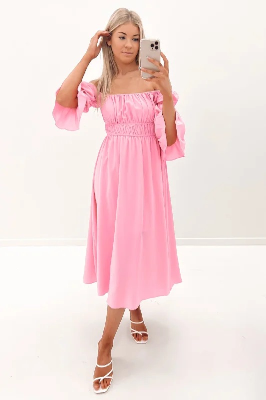 Murphy Midi Dress Pink Cozy Ribbed Knit Midi Dress