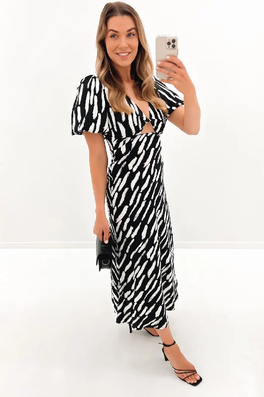 Noah Midi Dress Black Chic Lace Detail Midi Dress