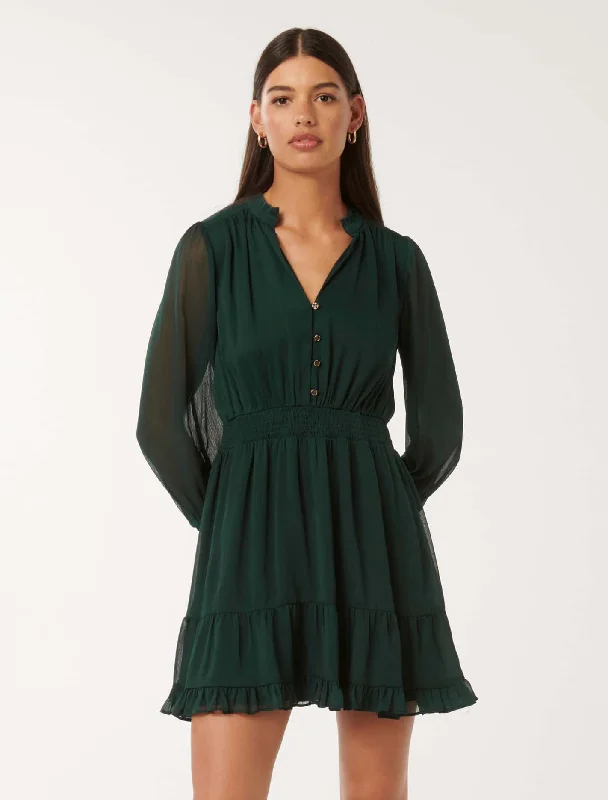 Penny Micro Pleat Skater Mini Dress Fashionable Mini Dress with Pockets