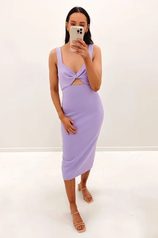 Perception Midi Dress Lilac Trendy Smocked Detail Midi Dress