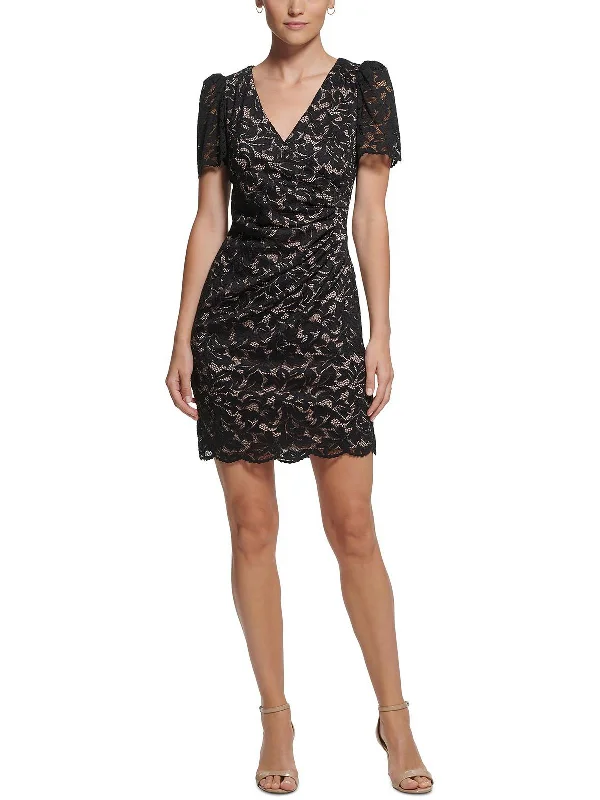 Petites Womens Party Short Mini Dress Classic Shift Mini Dress