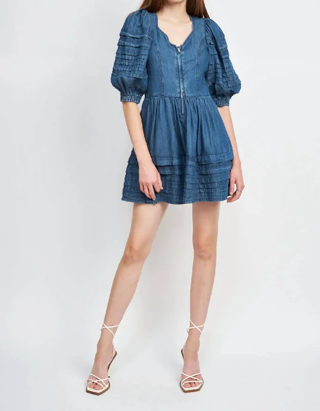 Pixie Mini Dress In Denim Trendy Button-Detail Mini Dress