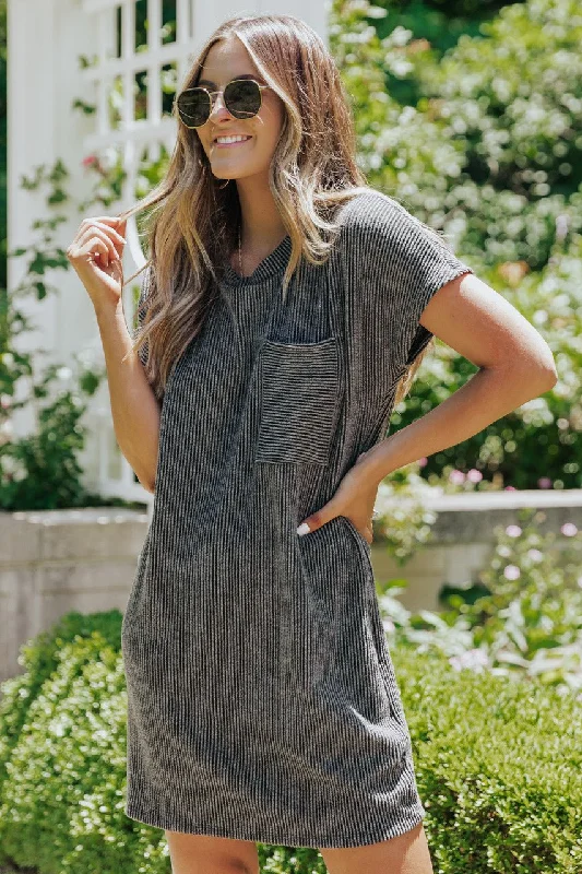 Remy Ribbed Pocket Tee Mini Dress - FINAL SALE Elegant Lace Mini Dress