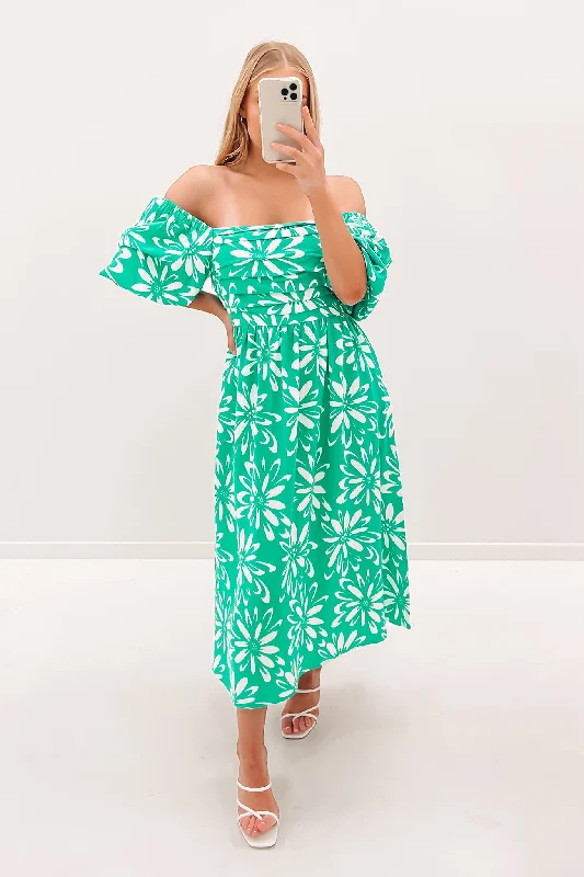 Ryder Midi Dress Green Trendy Long Sleeve Midi Dress