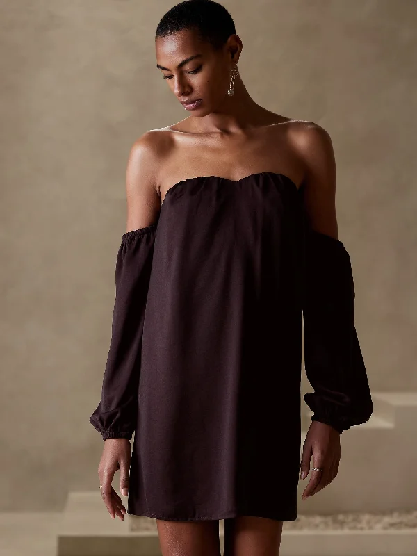 Shift Mini Dress Trendy Off-Shoulder Dress Mini