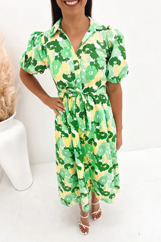 Sofia Midi Dress Green Comfortable Sleeveless Midi Dress