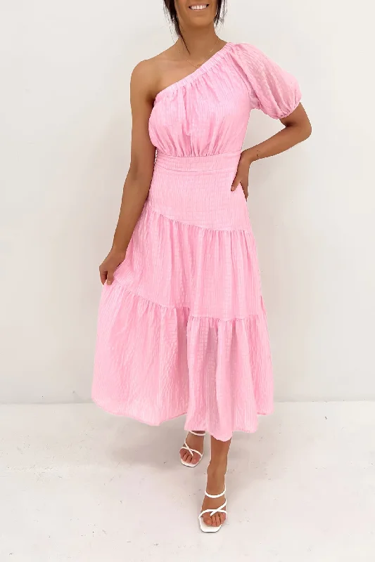 Sooki Midi Dress Pink Comfortable Button Front Midi Dress