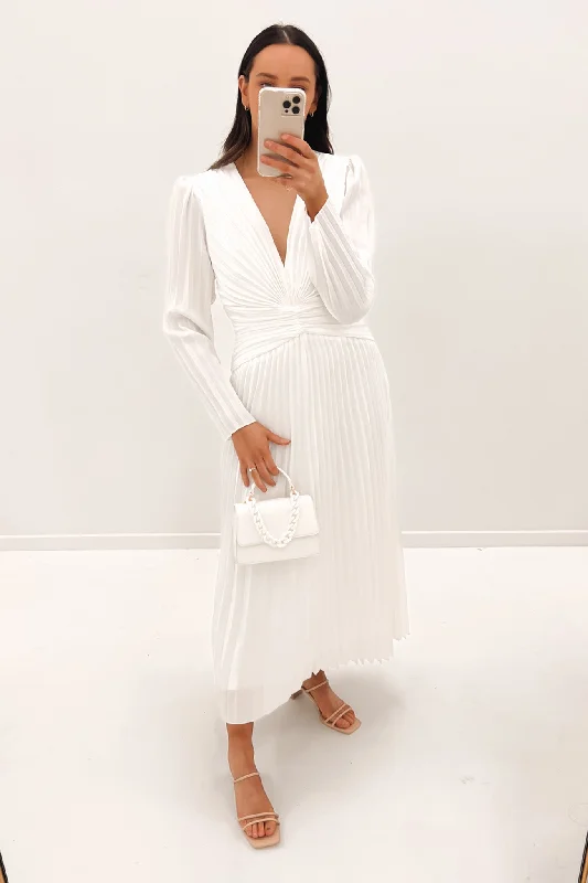 Stars Aligned Midi Dress White Stylish Button-Down Midi Dress
