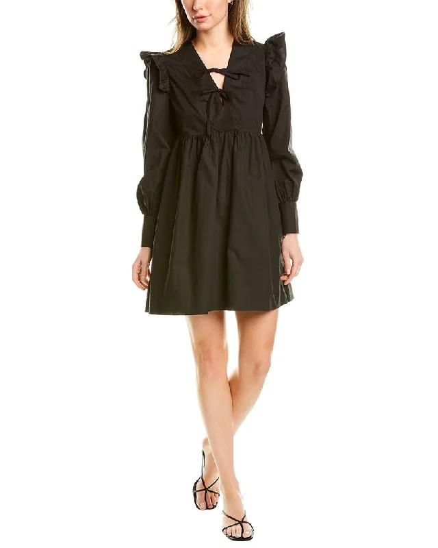 Stellah Ruffle Shoulder Mini Dress Chic Mini Dress with V-Neck