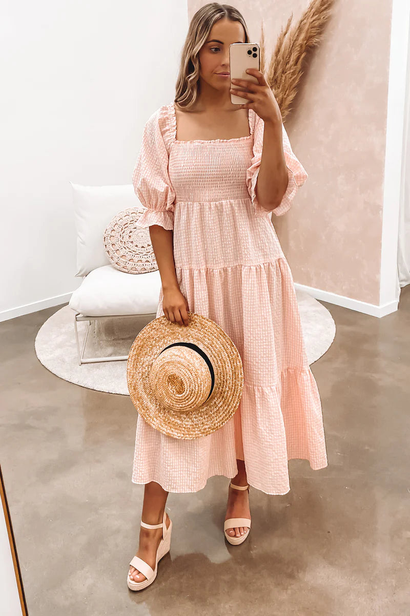 Stevie Midi Dress Pink Cozy Knit Midi Dress