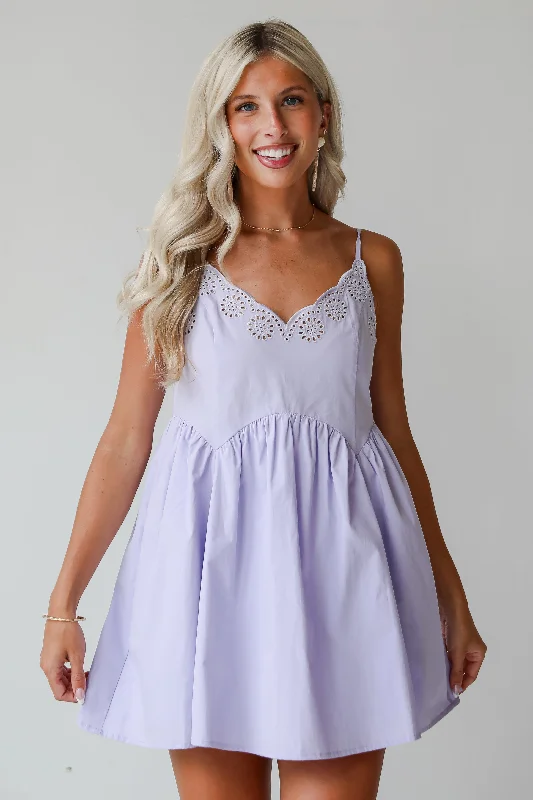 FINAL SALE - Sweetly Darling Eyelet Mini Dress Elegant Mini Dress with Ruffles