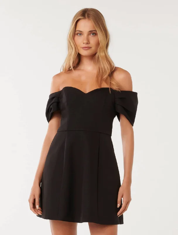 Sylvia Off Shoulder Mini Dress Cozy Cowl Neck Mini Dress