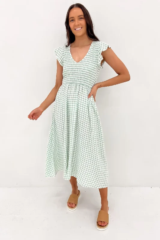 Tarli Midi Dress Sage Trendy Long Sleeve Midi Dress