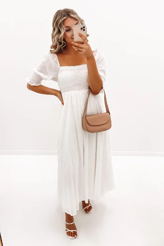 Ted Midi Dress White Comfortable Knitwear Midi Dress