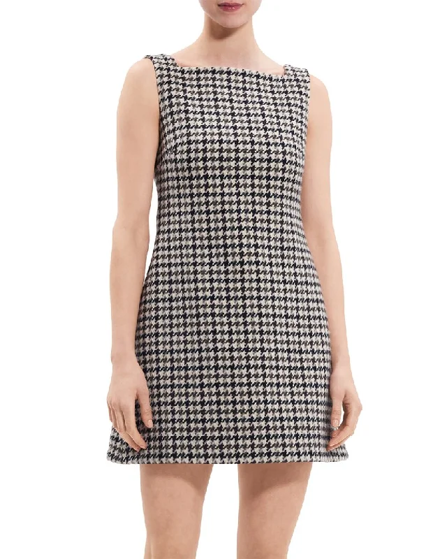 Theory High Square Neck Wool Mini Dress