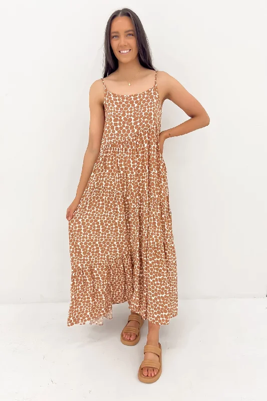Waylon Midi Dress Desert Pebble Elegant Floral Skirt Midi Dress