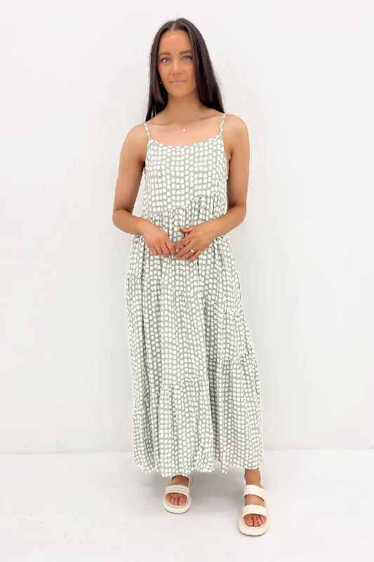 Waylon Midi Dress Sage Pebble Elegant Floral Midi Dress