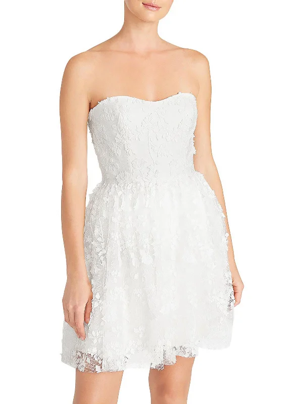 Womens Embroidered Short Mini Dress Stylish Short Sleeve Mini Dress