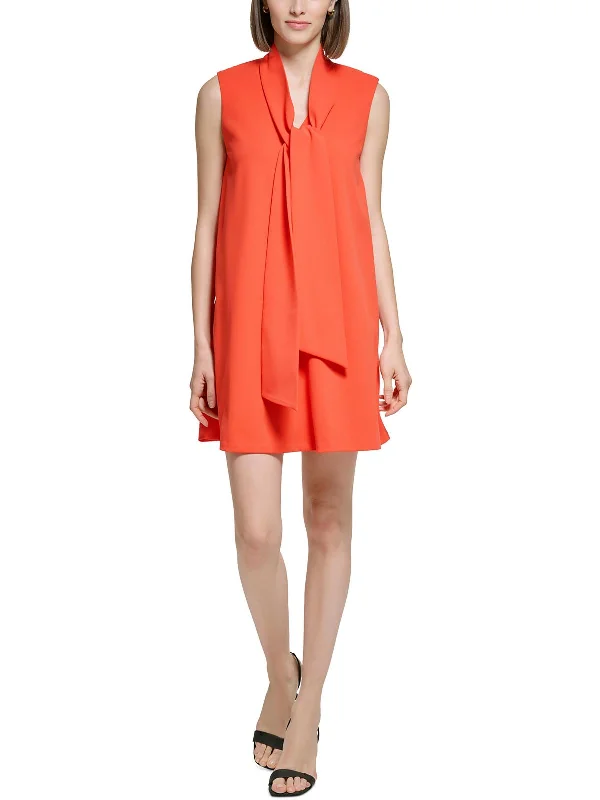 Womens Tie Neck Short Mini Dress Trendy Tie-Dye Mini Dress