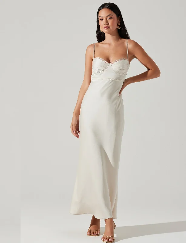 Florianne Satin Maxi Dress, Champagne