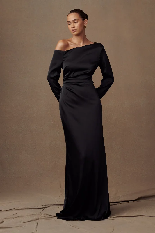 Avery Long Sleeve Maxi Dress - Black Elegant Sleeveless Maxi Dress