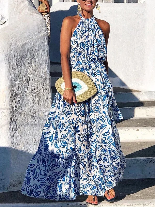 Bohemian Floral Print Maxi Dress Trendy Floral Print Maxi Dress