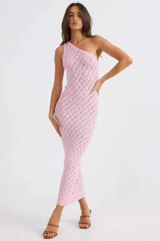 CLAIRE ONE SHOULDER MAXI DRESS Cozy Knitted Maxi Dress