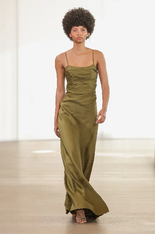Clarice Draped Maxi Dress Fashionable Open-Back Maxi Dress