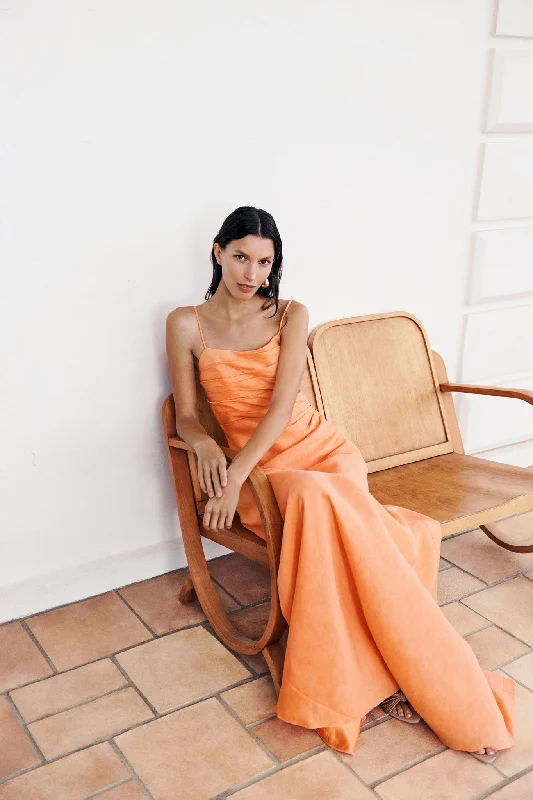 Clarice Draped Maxi Dress Elegant Silk Maxi Dress