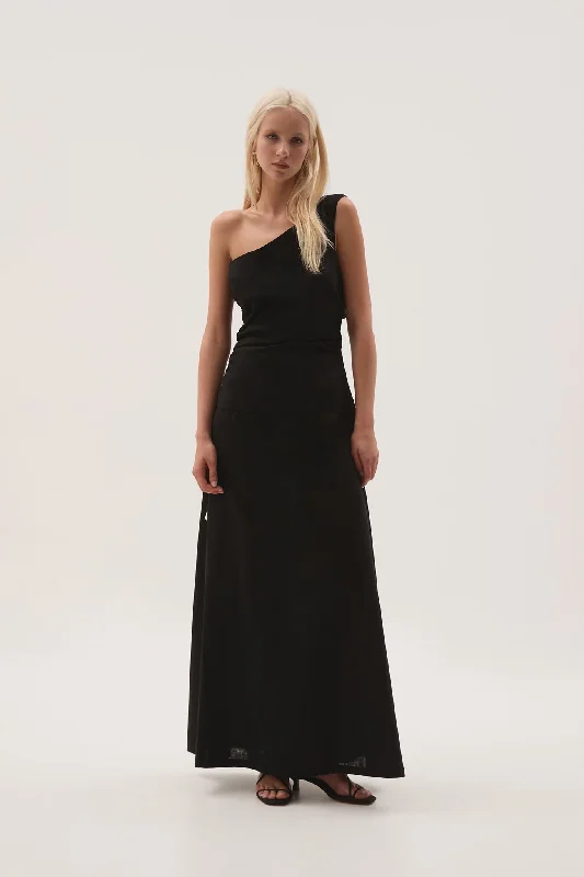 Daze One Shoulder Maxi Dress Trendy Maxi Dress with Belt