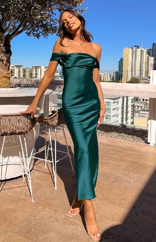 Ella Teal Off Shoulder Formal Maxi Dress Trendy A-Line Maxi Dress