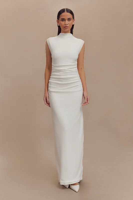 Elliot High Neck Sleeveless Maxi Dress - White Chic Summer Maxi Dress