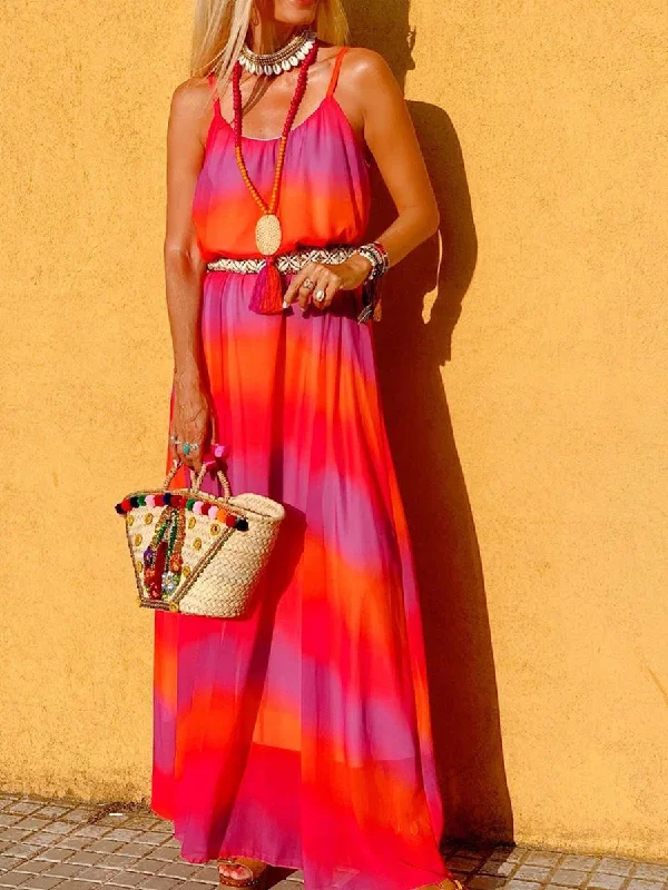 Fashion Tie-dye Casual Maxi Dress Elegant Sleeveless Maxi Dress