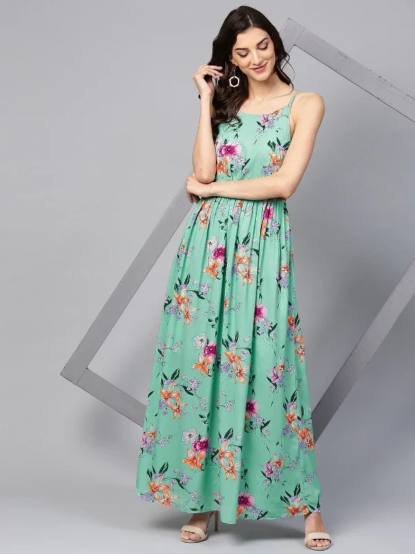 Women's Floral Strappy Maxi Dress - Pannkh