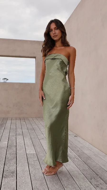 Gisele Maxi Dress - Olive Trendy Button Front Maxi Dress