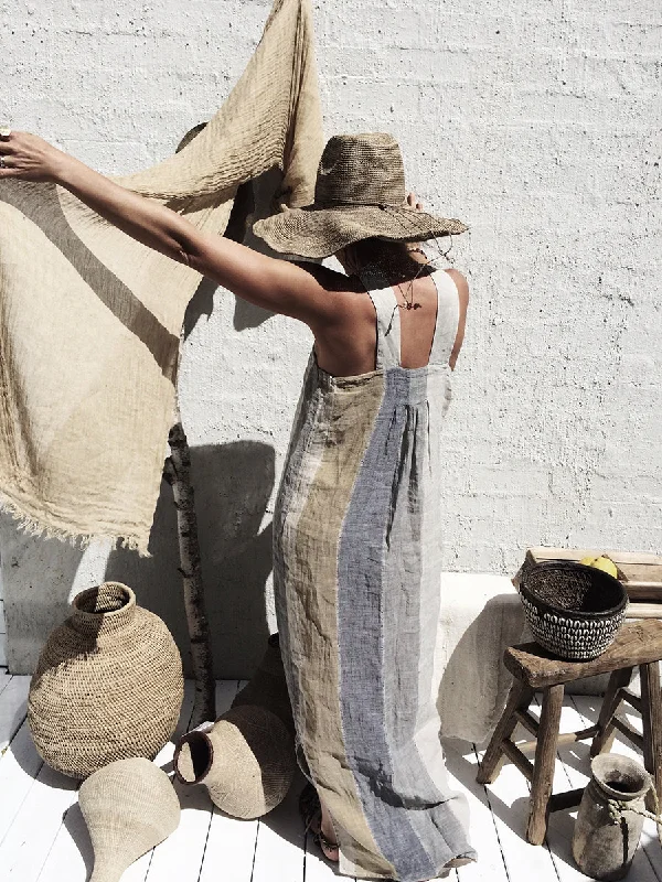 Halter Contrast Color Maxi Dress Cozy Spaghetti Strap Maxi Dress