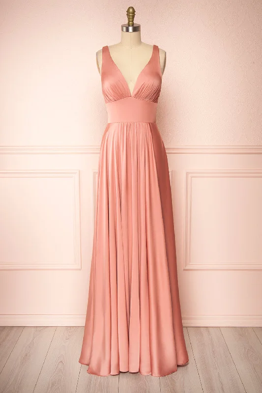 Johanie Pink | Satin Maxi Dress Cozy Knit Maxi Dress