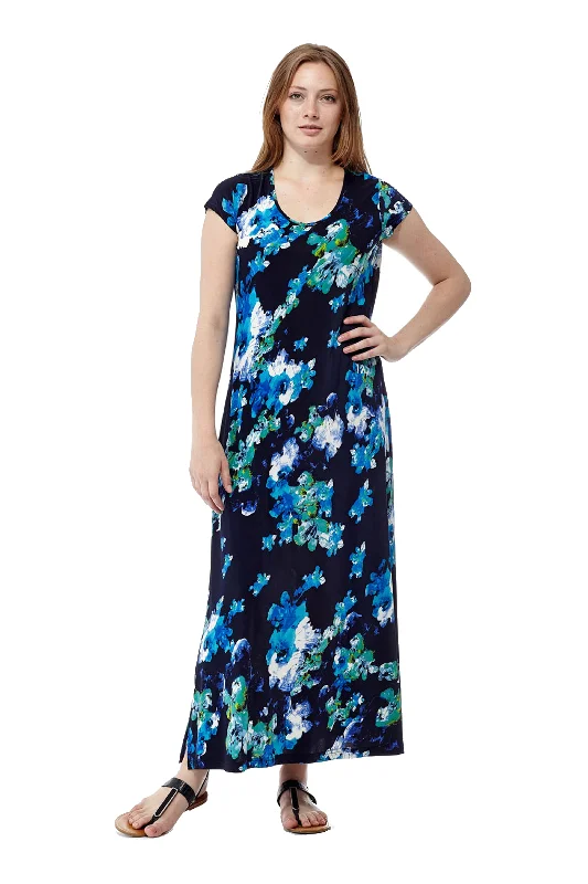 La Cera Watercolor Floral Maxi Dress Stylish Longline Maxi Dress