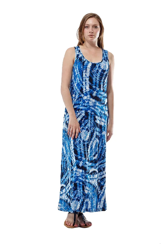La Cera Paisley Tie Dye Print Maxi Dress Comfortable Fit-and-Flare Maxi Dress